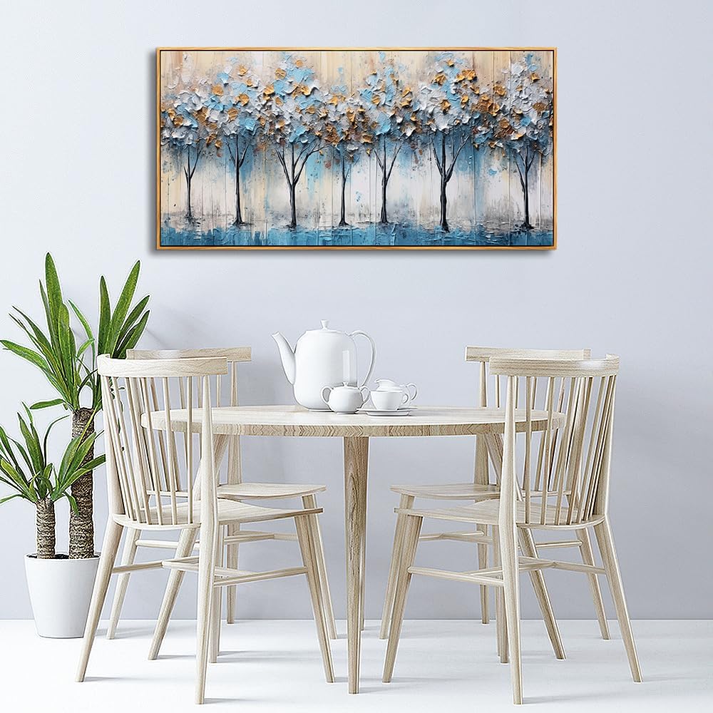 Hyidecorart Vintage Trees Abstract Wall Paintings Large Canvas Art for Living Room Bedroom - Wood Framed Modern Office Pictures Stretched and Ready to Hang Home Decoration