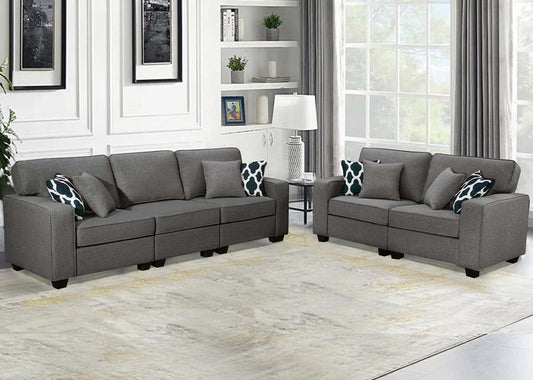 L Lengend Vansen Modular Sectional Sofa U Shaped Couch with Ottoman Modern Reversible Corner Sectional Couch for Living Room (Dark Grey, 2+3)