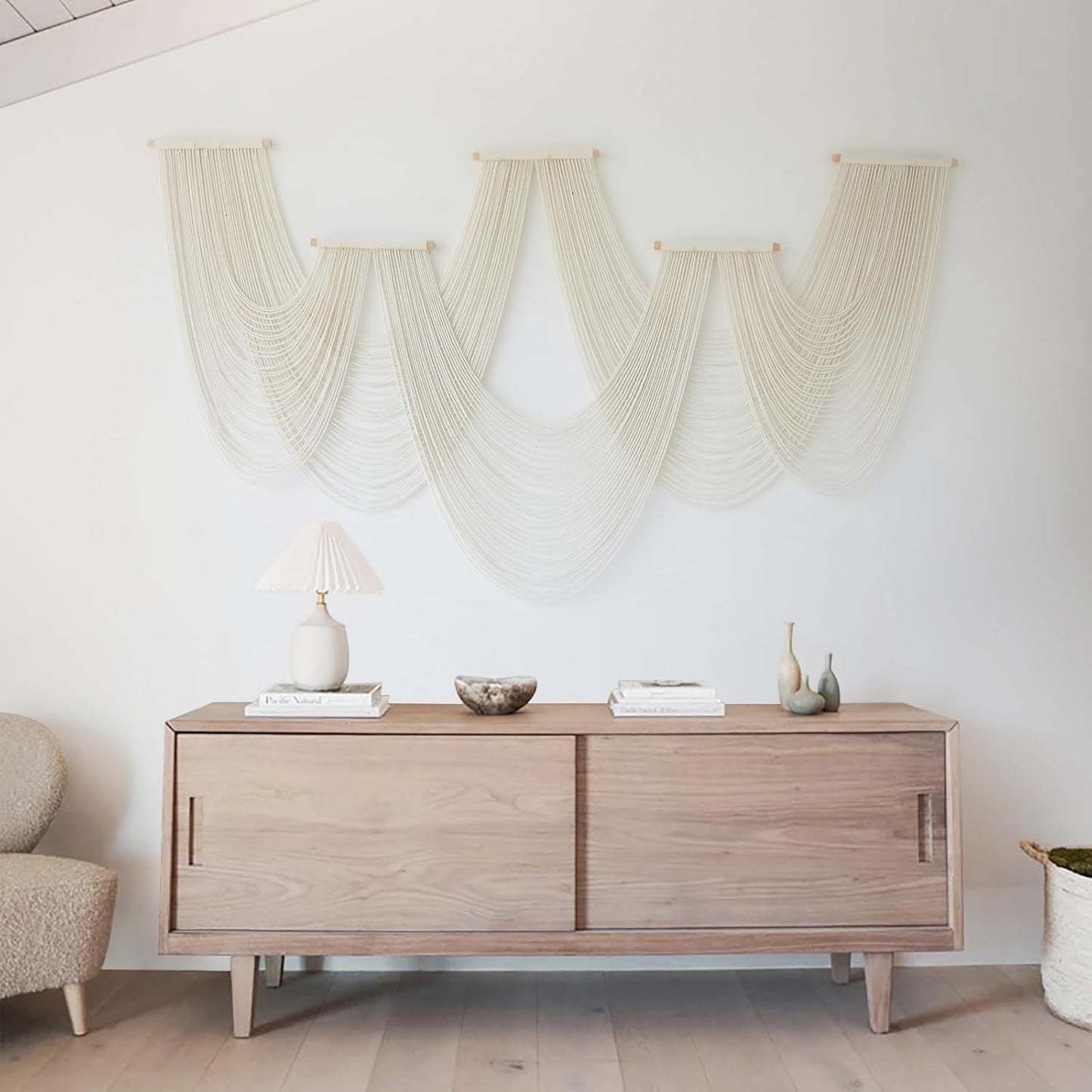 IOWER Macrame Wall Hanging Large Wall Home Decor Modern Fiber Wall Art Geometric Decoration Headboard Living Room Bedroom Backdrop