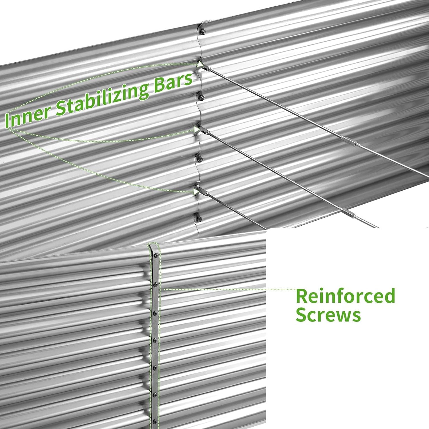 Land Guard 6×3×2 ft Galvanized Metal Raised Garden Bed, 2FT Deep Root Elevated Planter Box Steel Large Vegetable Flower Bed Kit（Silver）