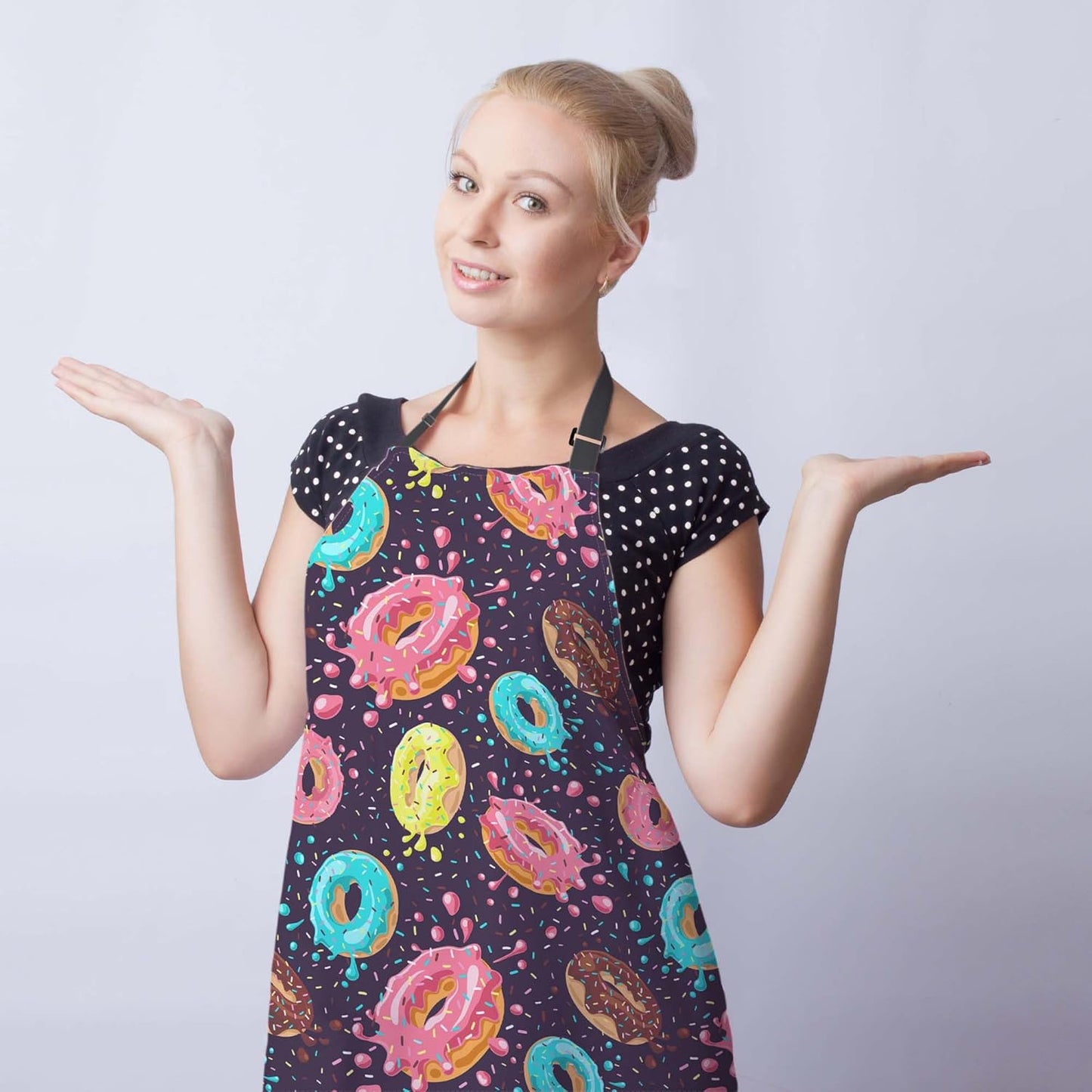 Chef Apron for Men Donuts Women Aprons for Kitchen Cooking Restaurant BBQ Painting Crafting 27” (W) x 31” (H), Waterproof Aprons