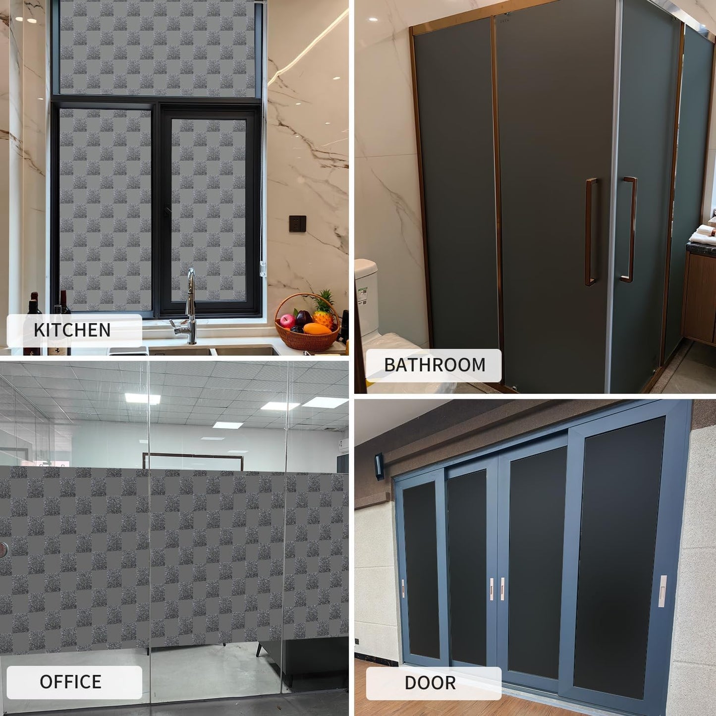 Window Film Privacy Day and Night with Installation Tools, Static Cling Glass Film Ideal for Home Shower Office Glass Door (Black, 35.4 x 78.7 Inch)