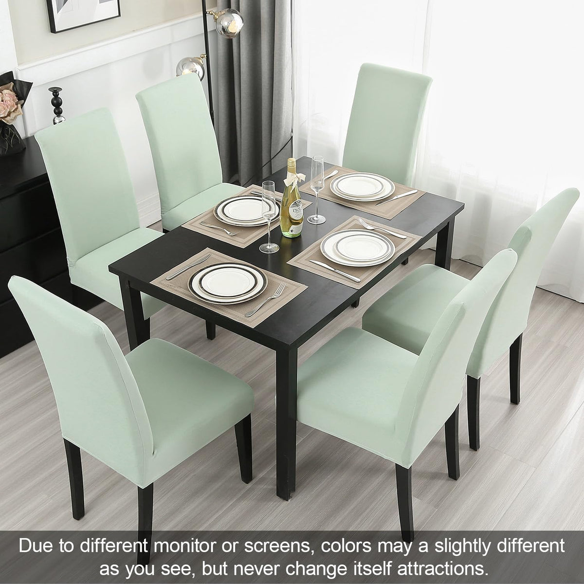 JQinHome Smoke Green Chair Covers for Dining Room Set of 2, High Stretch Removable Washable Parsons Chair Slipcover for Home Party Hotel Wedding Ceremony (2PCS,Smoke Green)