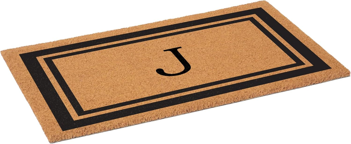 Calloway Mills 152962448 Black Border 24" x 48" Monogram Doormat (Letter J)
