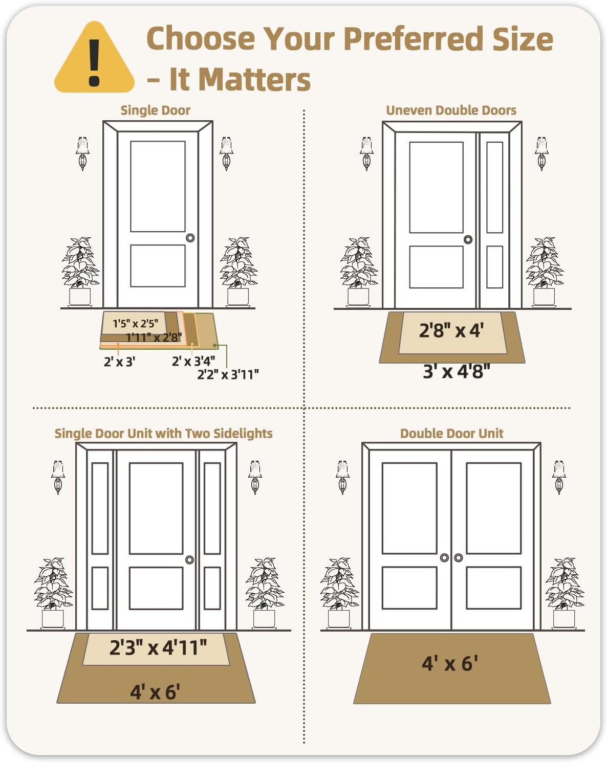 Color&Geometry Front Door Mat Indoor 26"x95", Ultra Non Slip Rubber Backed Dirt Trapper, Low Profile Thin washable, Easy Clean Entry Entryway Rug Door Mat Indoor Entrance, Khaki (Rolled-up NO Creases)