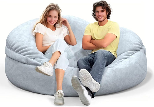 Bean Bag Chair for Adults 4FT,Soft Removable Cover for Teens/Girls Bedroom,Fluffy Giant Round Floor Beanbag Lounger Chairs (No Filler,Light Gray)