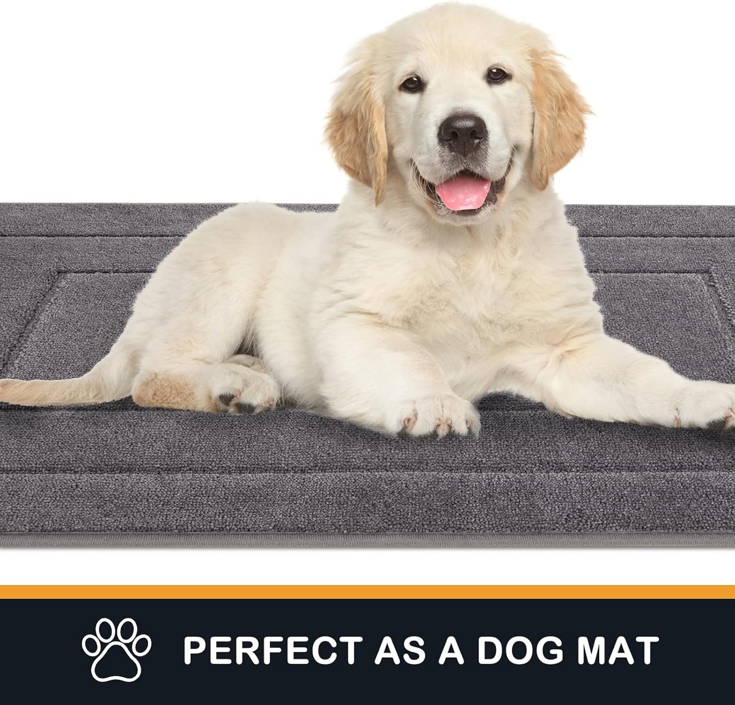 PURRUGS Dirt Trapping Door Mat 24" x 59", Non-Slip/Skid Machine Washable Entryway Rug, Dog Doormat, Super Absorbent Welcome Mat for Muddy Wet Shoes and Paws, Grey