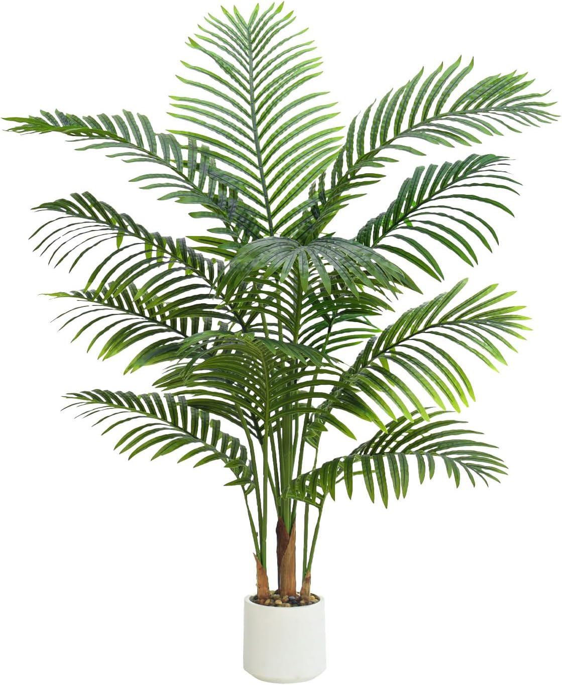 Artificial Palm Tree Indoor Plant 4FT Tall Fake Tropical Palm Tree in Pot, Real Bark Design Faux Areca Palm Tree for Home Office Living Room Bedroom Farmhouse Modern Outdoor Topiary Tree (13 Trunks)