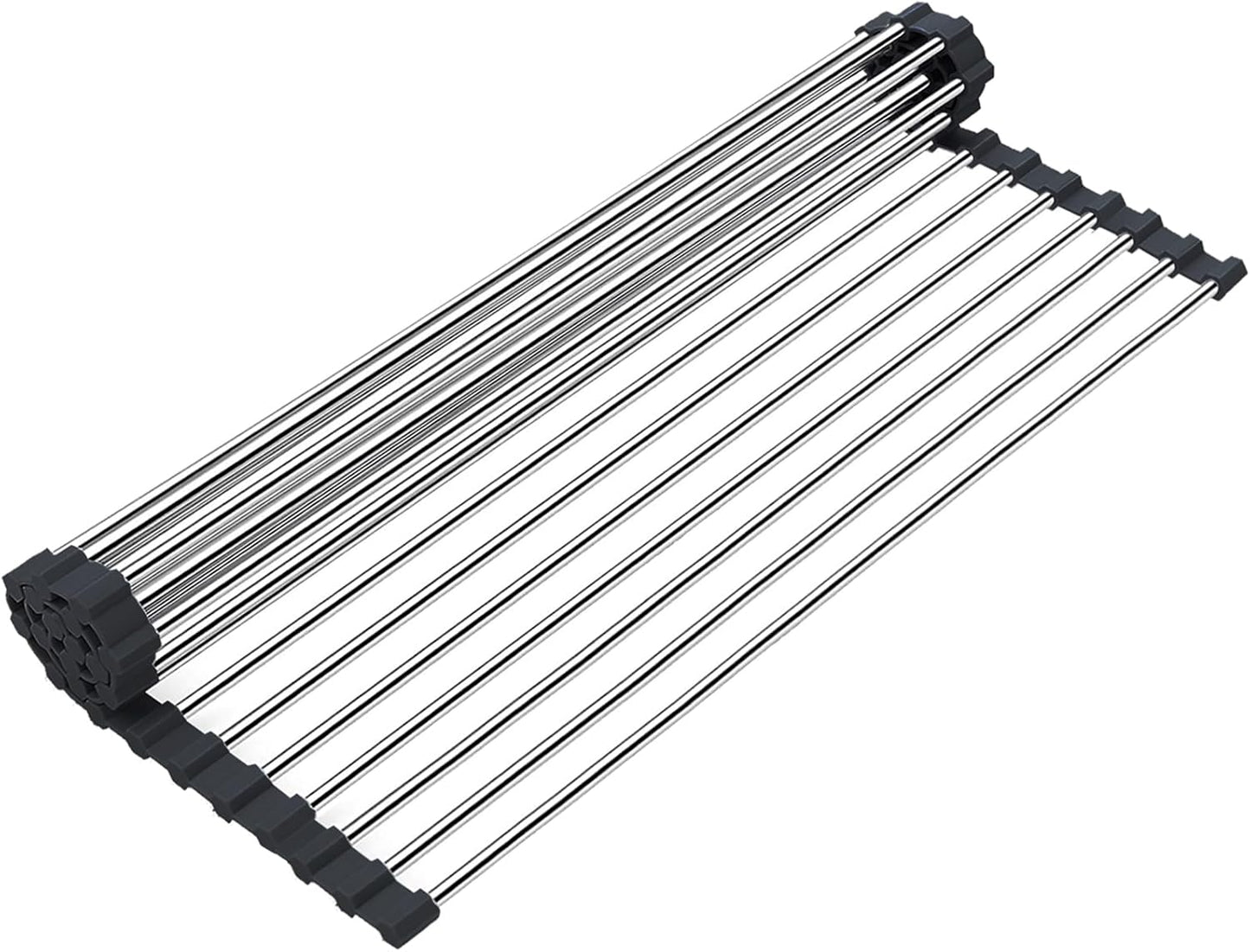Searik Stainless Steel Over The Sink Dish Drying Rack, Roll Up Foldable Kitchen Sink Drainer Rack (17.7"x 11.8")