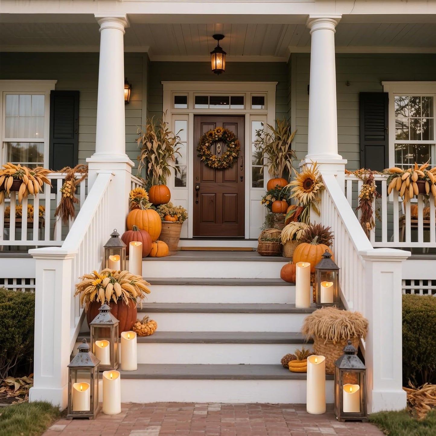 Homemory 4"x12" Outdoor Waterproof Flameless Candles with Timers and Remote Control, Battery Operated Candles, LED Plastic Candles, Dark Ivory, Set of 2