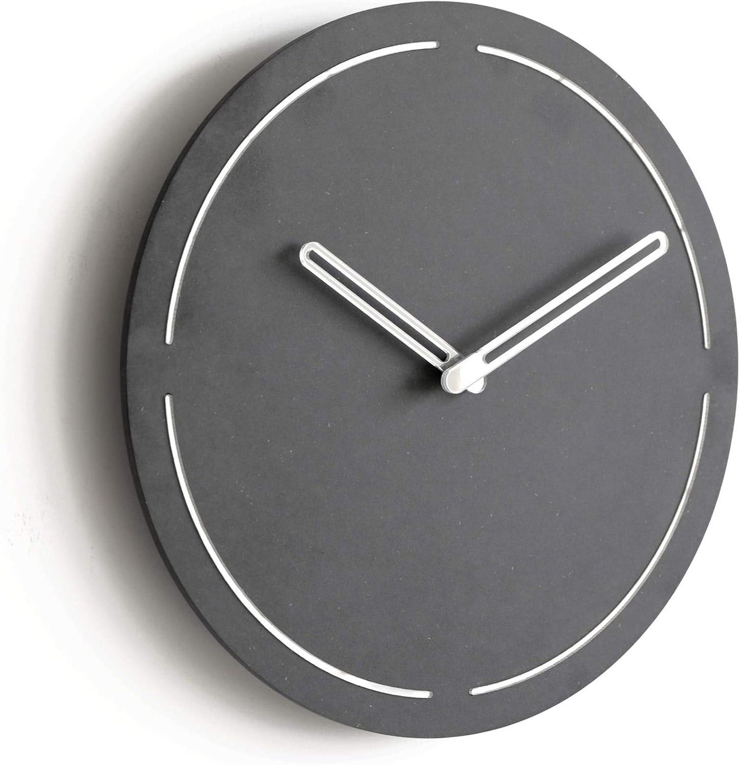 Stephanie Imports Modern Minimalist Dark Concrete Gray Silent Wall Clock (Silver)