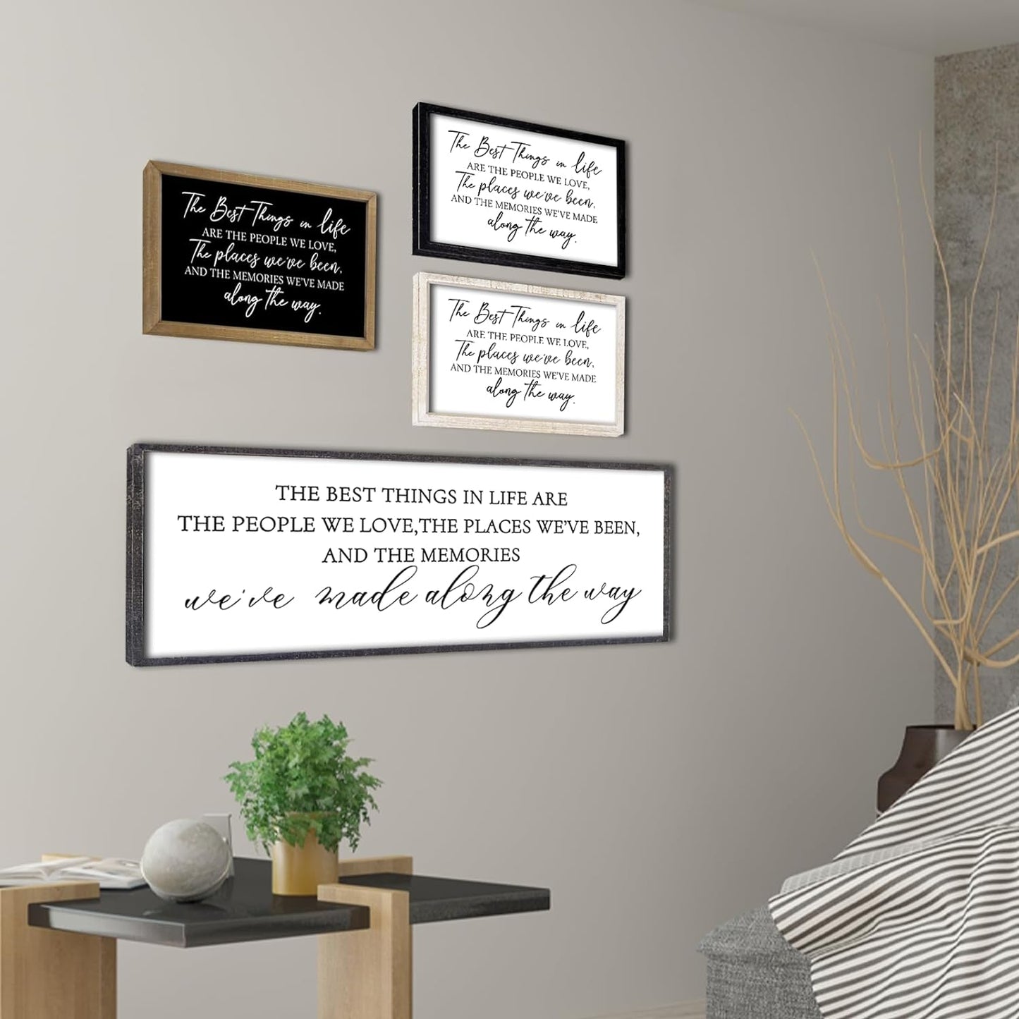 The Best Things in Life Wall Decor Sign 40 x 15 Inch Memories Inspirational Quotes Wood Framed Family Entryway Living Room Home Wall Art for Farmhouse Bedroom Room (Black)