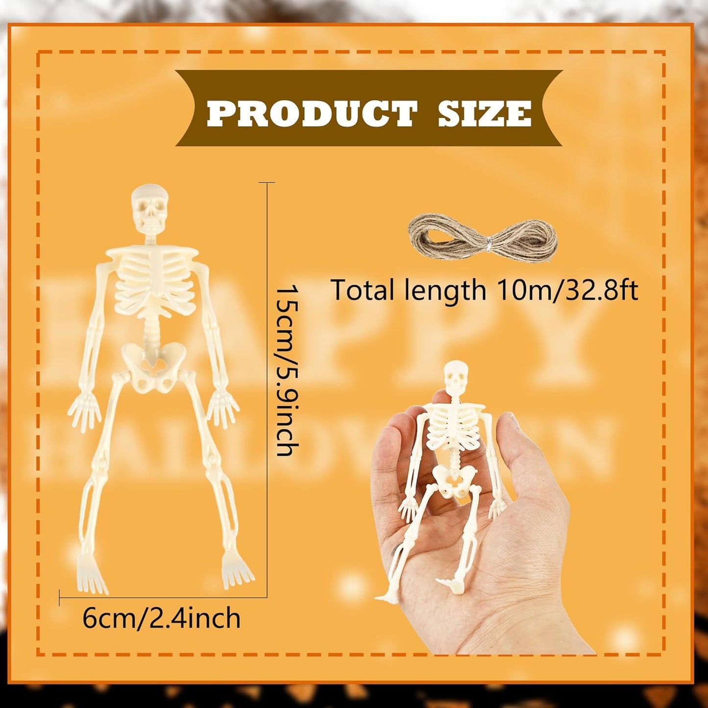 30 Pcs Halloween Mini Skeleton Figurine Decoration 6" Full Body Small Posable Skeletons Plastic Bones with Movable Joints Skeleton Figure for Halloween Garden Graveyard Haunted House Party Decor