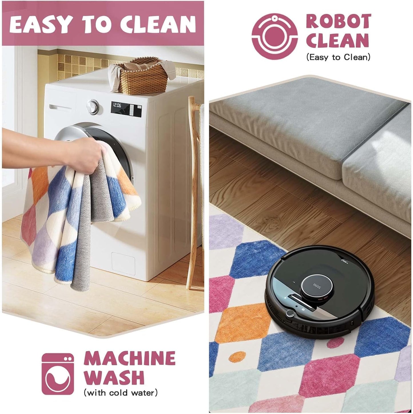 jinchan Area Rug 2x3 Kids Entryway Washable Indoor Doormat Small Soft Non Slip Modern Rug Diamond Carpet for Nursery Room Bedroom Bathroom Berries on Cream