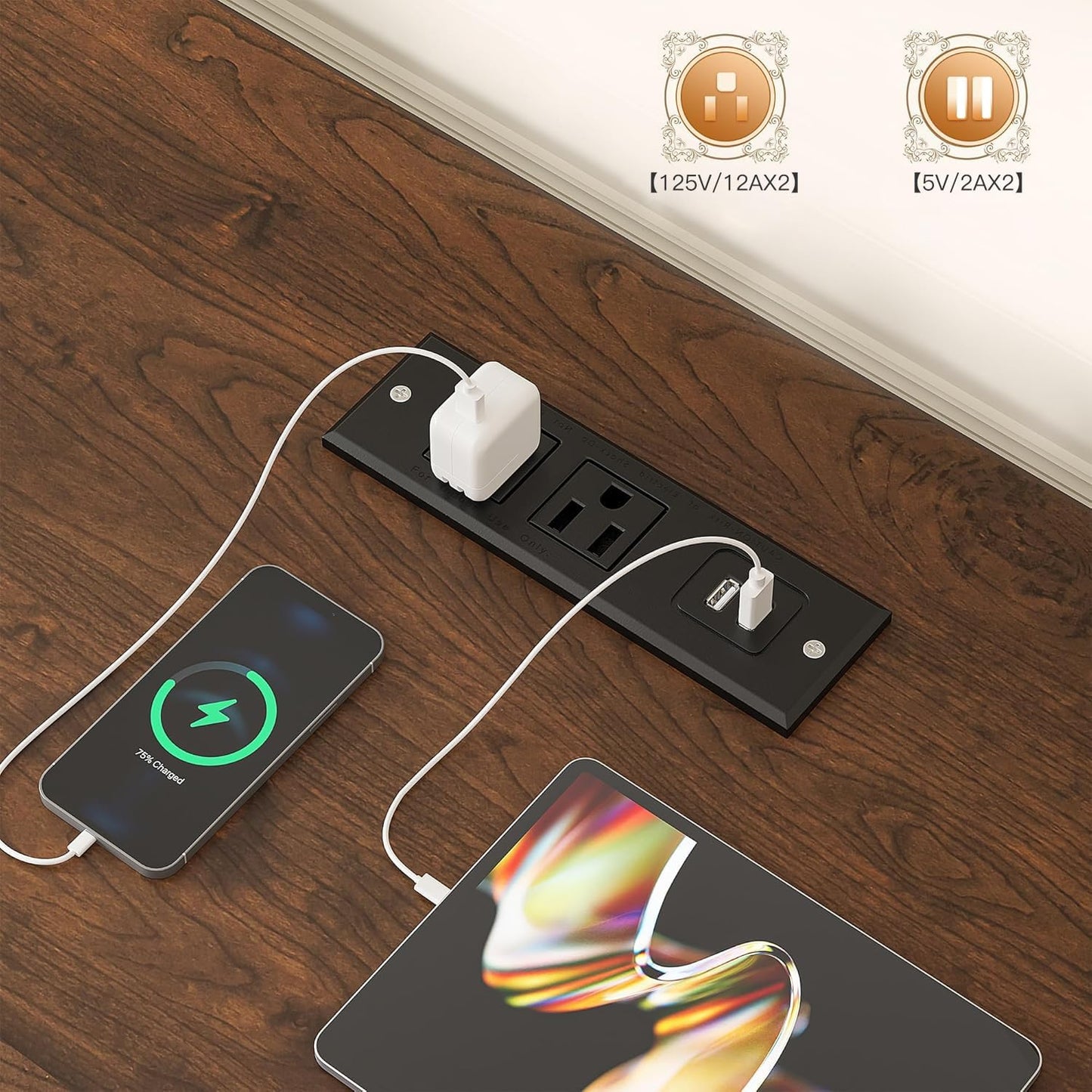 EnHomee 10 Cube Storage Organizer with LED Light and Charging Station Wood Cube Shelf White Bookshelf for Bedroom Living Room,Office,White