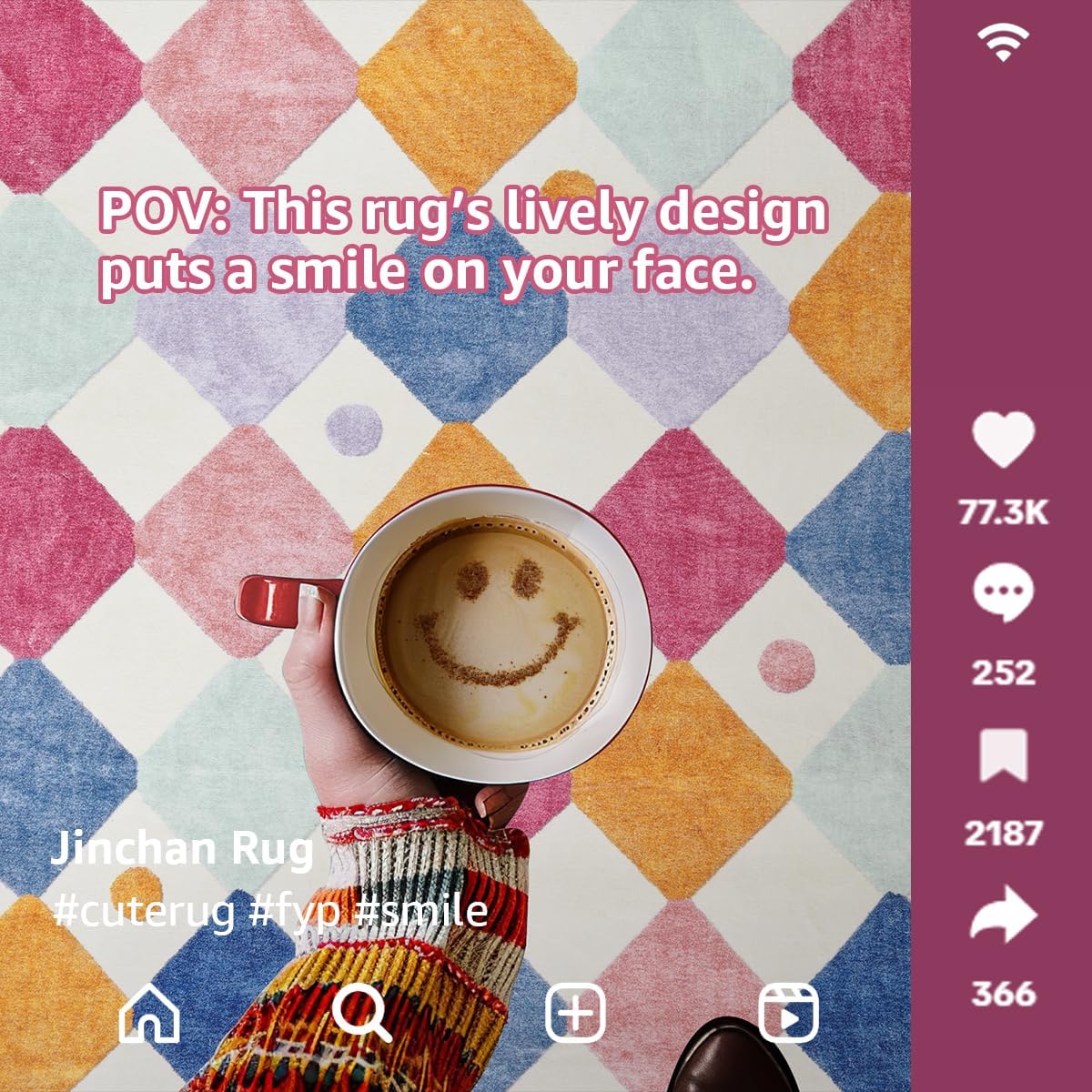 jinchan Runner Rug 2x5 Kids Hallway Washable Rug Indoor Soft Non Slip Modern Diamond Carpet for Nursery Room Bedroom Kitchen Laundry Room Berries on Cream