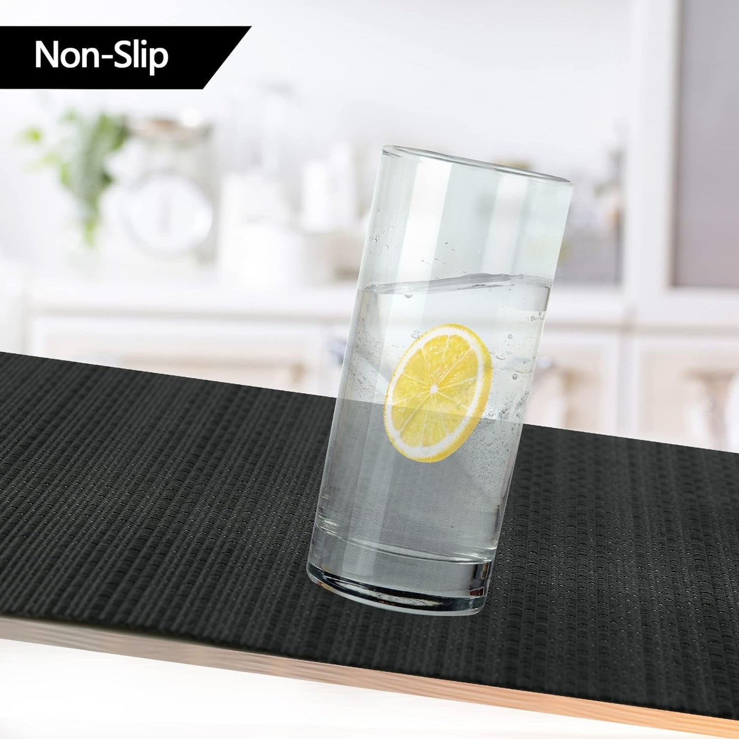 Black Placemats Set of 6 - Easy Clean Washable Vinyl Placemats - Wipeable Heat Proof Table Mats for Dining Table - 17x12 Inch (Pure Black, 6)