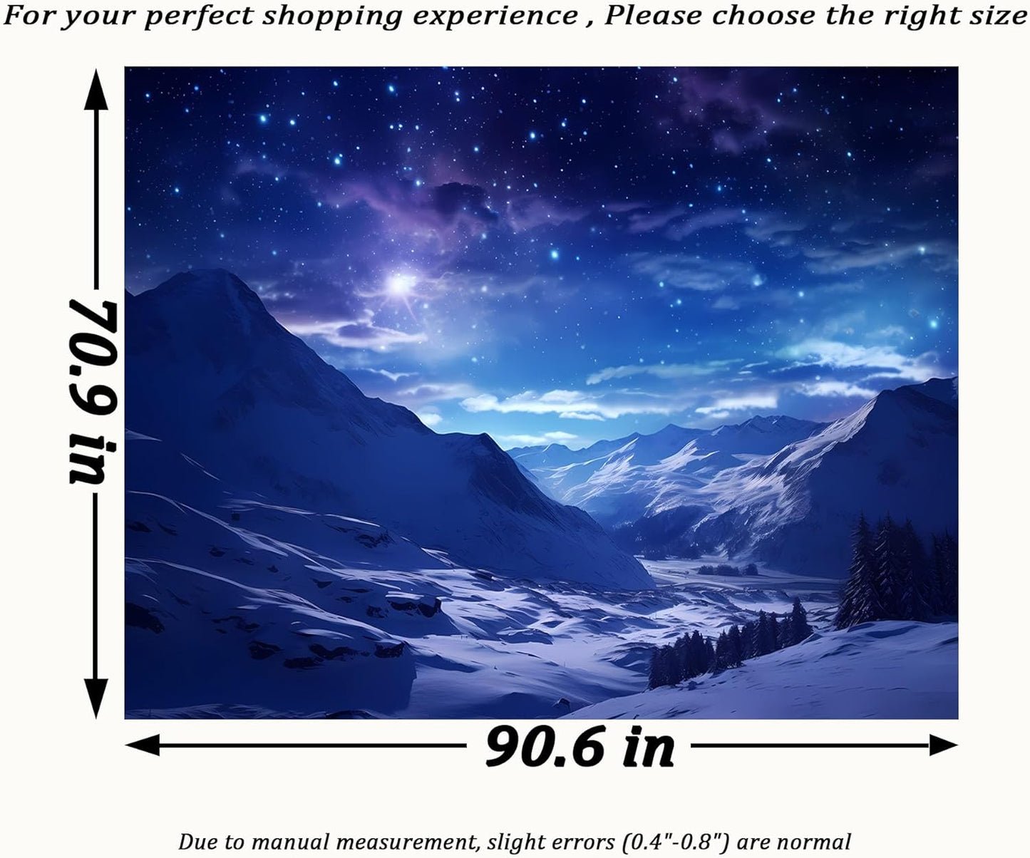 QGHOT Winter Tapestry Wall Hanging Snow Scene Backdrop Snow Mountain Wall Decor Blue Nature Landscape Snowy Large Tapestry for Bedroom Room Dorm, Extra Large