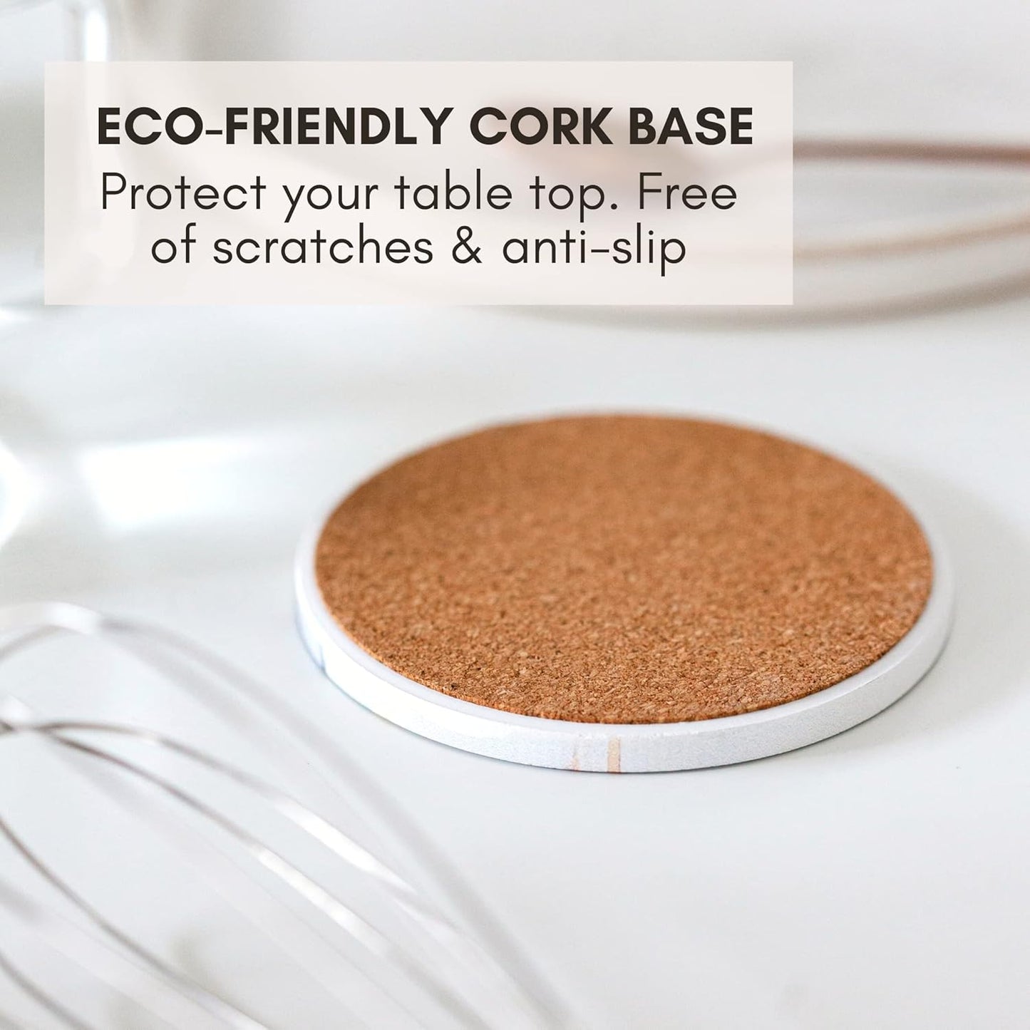 Terrazzo Drink Absorbent Coasters with Holder Set of 6, Ceramic Coaster for Drinks, Coffee Table Decor, Water Absorbing Stone Coaster for Drinks (Confetti)