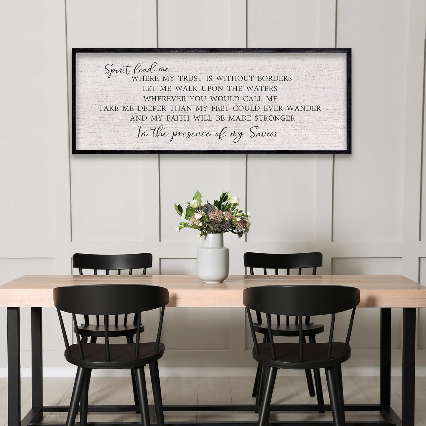 LuZhiQiang Spirit Lead Me Wall Art Decor 40"x15" Christian Scripture Sign Large Inspirational Quote Bible Verse Hanging Wooden Framed (Black)