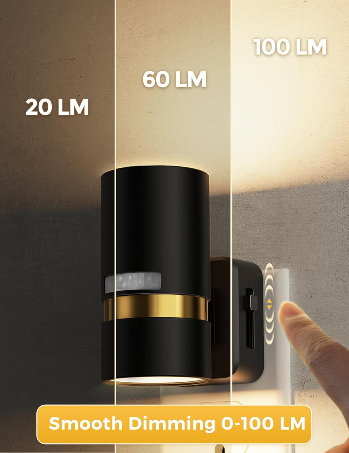 L LOHAS LED Motion Sensor Night Light Plug in, Night Lights Plug into Wall with Adjustable Brightness, 3000K Warm White, 1W Energy-Saving Nightlight for Bathroom Bedroom Kitchen Hallway, 2 Pack