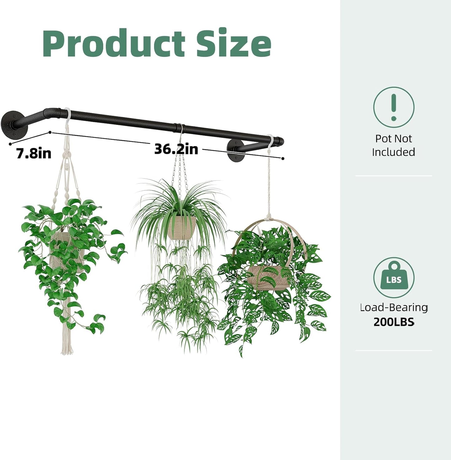 Plant Hanger Indoor Hanging Planters for Indoor Plants Hanging Plant Holder Black Metal Rod(Pot/Chain/Plant not Included