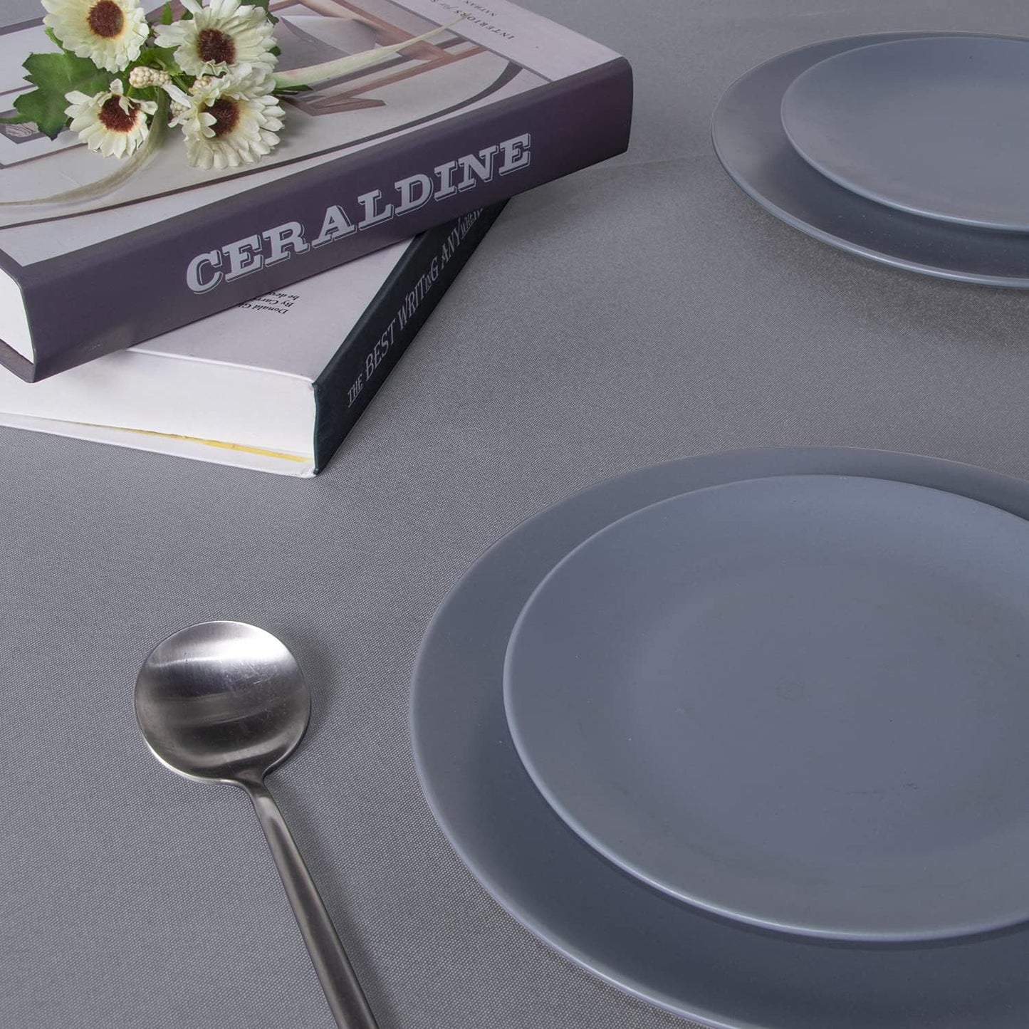 sancua Square Tablecloth - 70 x 70 Inch - Water Resistant Spill Proof Washable Polyester Table Cloth, Decorative Fabric Table Cover for Dining Tables, Buffet Parties and Camping, Light Grey