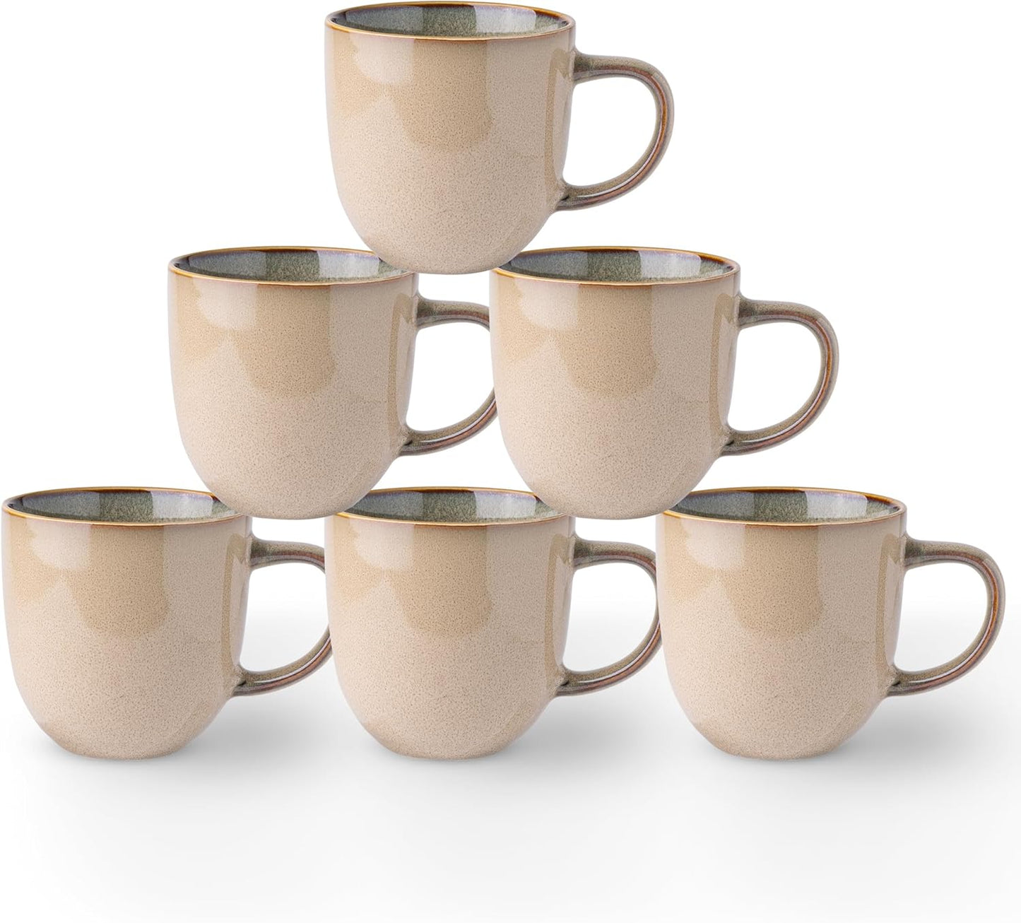 AmorArc 12oz Coffee Mugs, Ceramic Coffee Mugs set of 6 for Man, Woman, Dad, Mom, Modern Coffee Mugs with handle for Latte/Cappuccino/Milk/Cocoa. Dishwasher&Microwave Safe Latte