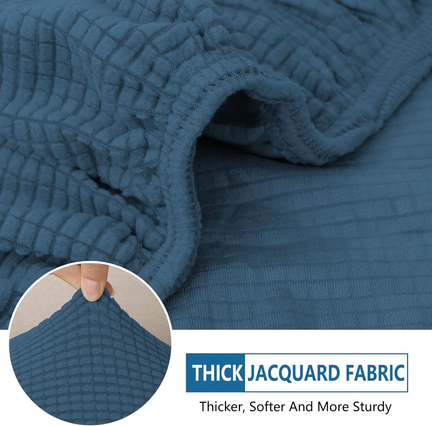 hyha Waterproof Couch Cushion Covers for Pets, Non Slip Sofa Seat Cover for Dogs Washable, Soft Thick Stretch Jacquard Fabric, Sofa Slipcovers with Elastic Bottom (1 Piece for Backrest M, Blue)