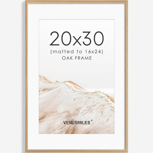 20x30 Poster Frame Natural Solid Oak Photo Frames with 16x24 Removable Mat Wall Hanging Large Handcrafted Frame with HD Plexiglass Wall and Tabletop Display Large Picture Frame