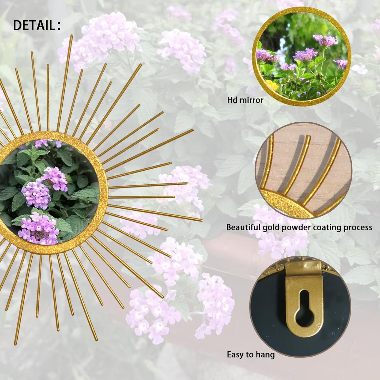 Mirror Decor Sunburst Mirrors Metal Sun Mirror Wall Decor Wall Mirror Home Decorative Wall Art for Living Room Bedroom Entryway