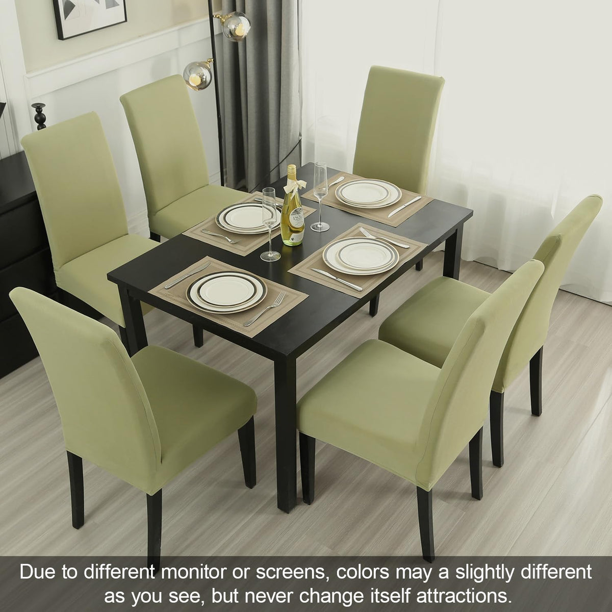JQinHome Sage Green Chair Covers for Dining Room Set of 8, High Stretch Removable Washable Parsons Chair Slipcover for Home Party Hotel Wedding Ceremony (8PCS, Sage Green)