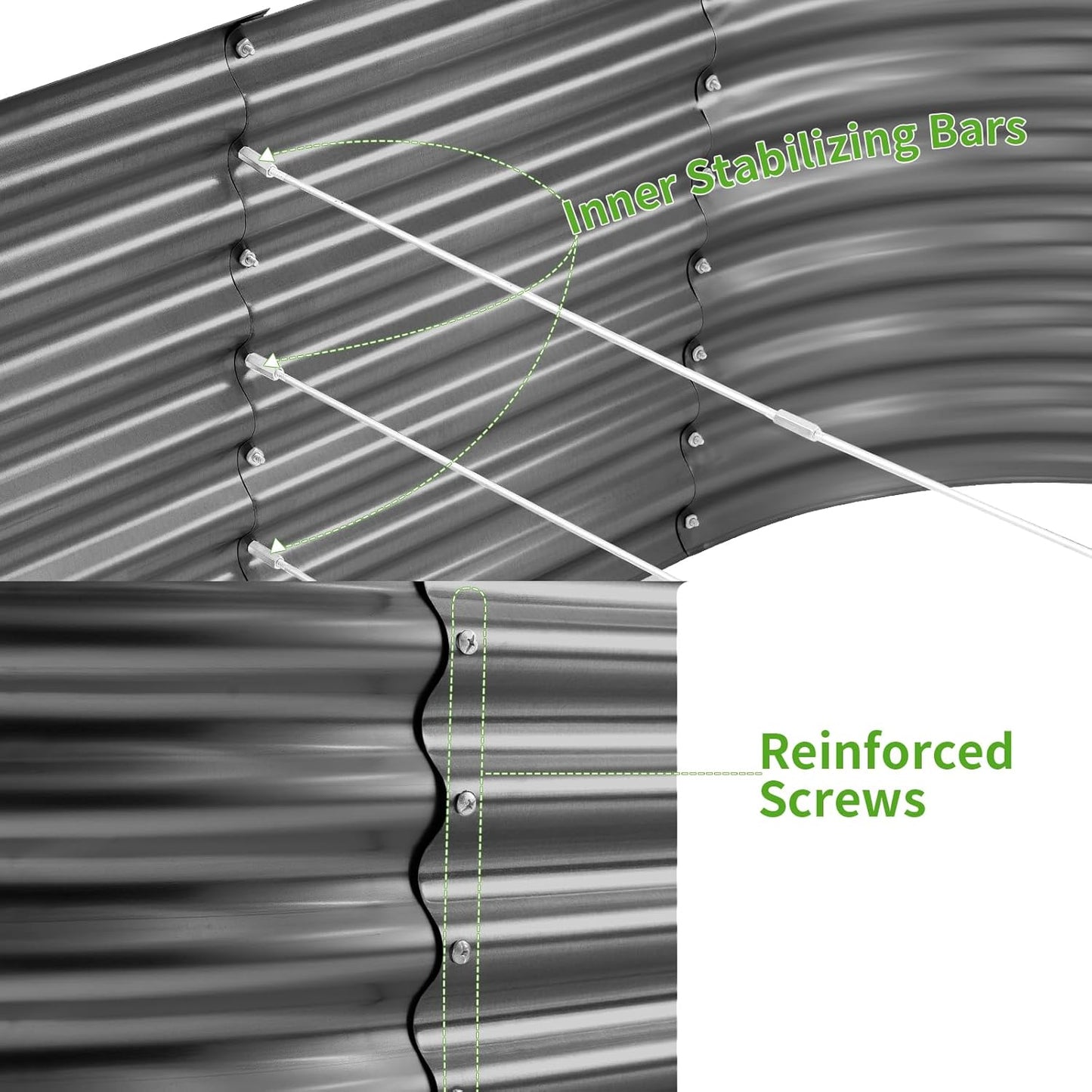 Land Guard 6x3x3ft Oval Galvanized Raised Garden Beds, Large-Capacity Metal Planter Box Outdoor, Durable Deep Raised Garden Bed 3ft Tall, Raised Beds for Gardening Vegetables, Modern Gray