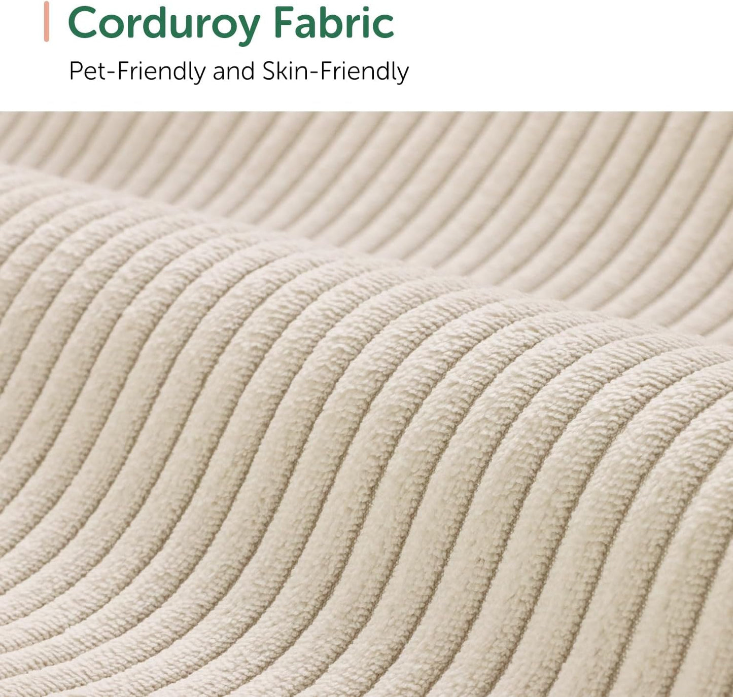 HONBAY U-Shaped Corduroy Sectional Couch with 6 Seaters Modular Sectional Sofa with Storage Ottoman Sectional Couches for Living Room, Beige