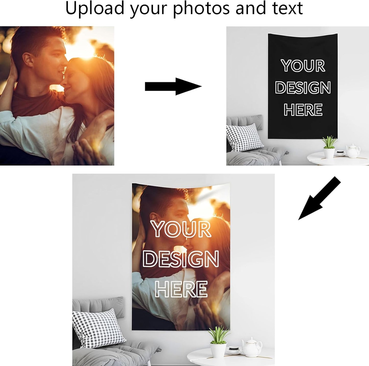 Custom Tapestry For Wall Bedroom Custom Backdrop Personalized Image Text Photo Customized Funny Tapestry Banners And Signs Single Picture Vertical Tapestrys