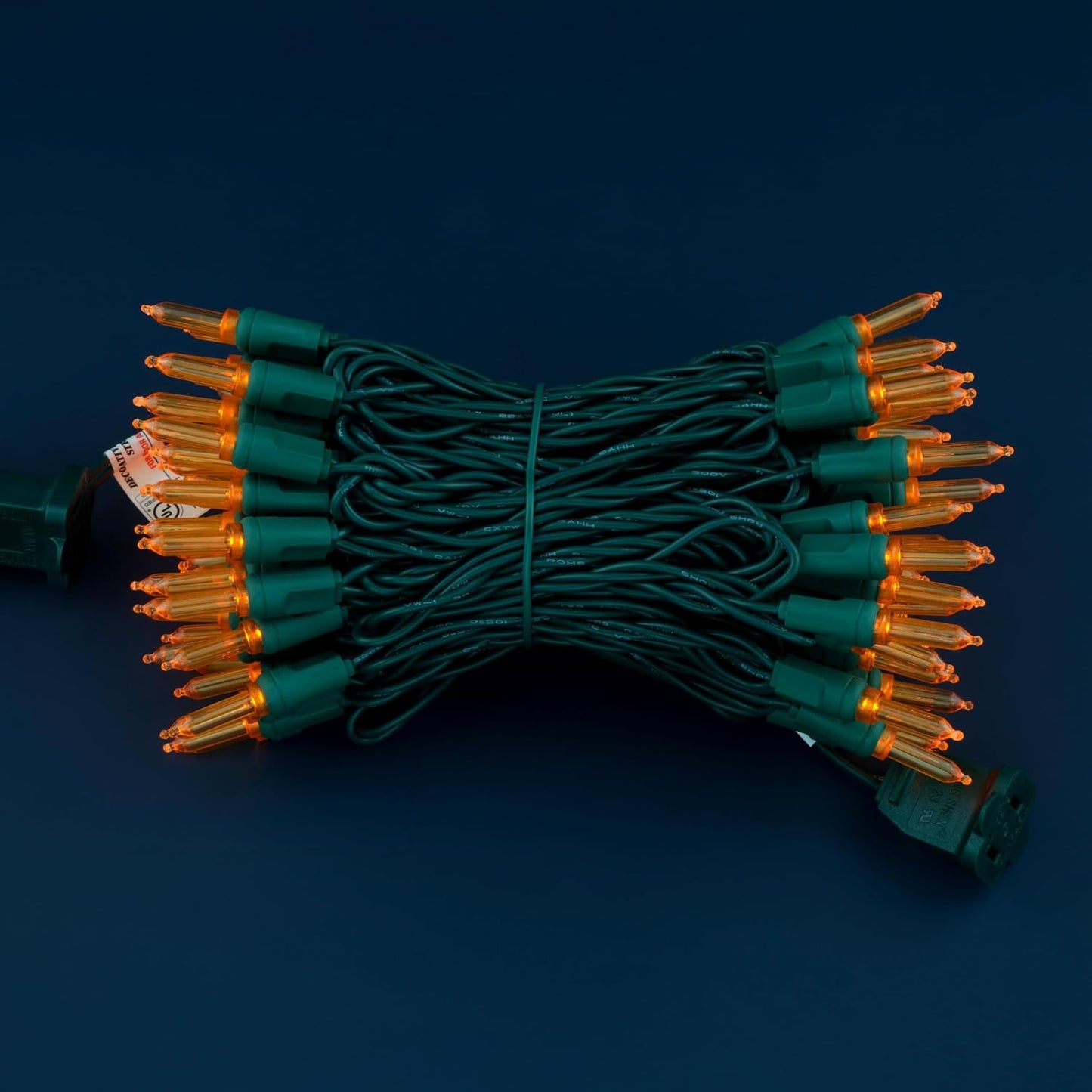 100 Orange One-Piece LED Christmas Lights, 33 ft Green Cord High Waterproof UL Certified T5 Outdoor String Lights (Orange)