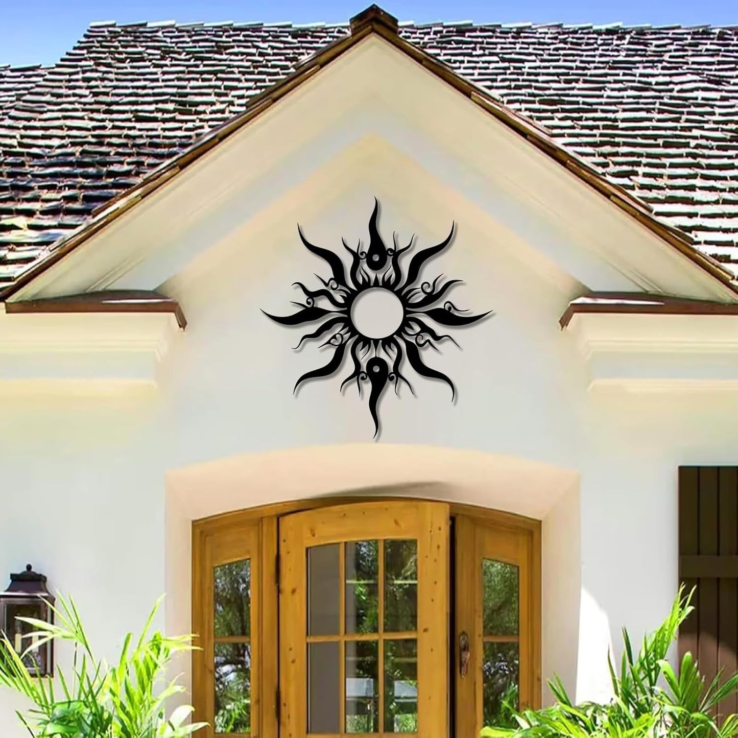 Hotuijxca Metal Wacky Sun Wall Art, Wacky Sun Metal Decor for Livingroom, Bedroom (Silver, 19"x18"/47x45cm, metal wall art)