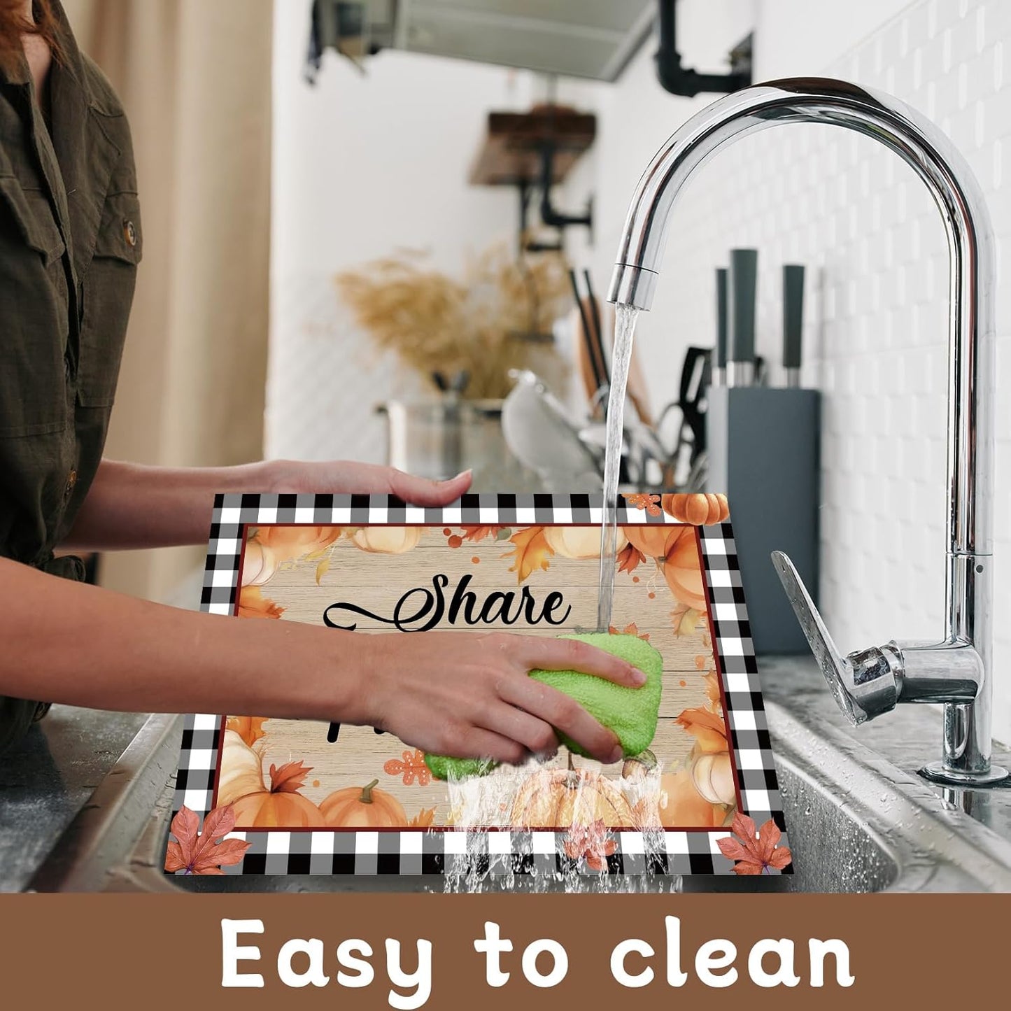 Fall Placemats Set of 6 Buffalo Plaid Thanksgiving Plastic Table Mats Autumn Vintage Maple Leaf Place Mats Pumpkins Truck Leaves Fall Table Decoration for Indoor Outdoor Party Kitchen Dining