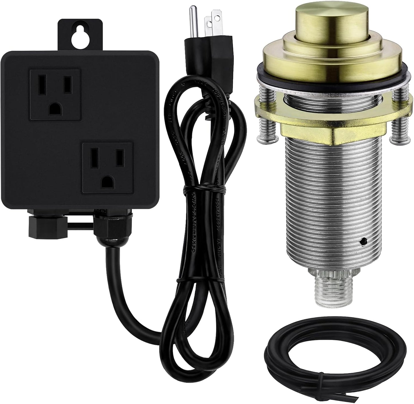 SinkTop Air Switch Kit with Brass Gold Long Button (Full Brass) for Garbage Disposal