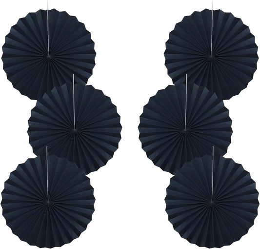 Black Party Decorations,Halloween Decor Events Accessories,Black Birthday Decorations,Anniversary Decorations for Party,Birthday Decorations for Men 16in Hanging Paper Fans 30 Color DIY Set(Black)