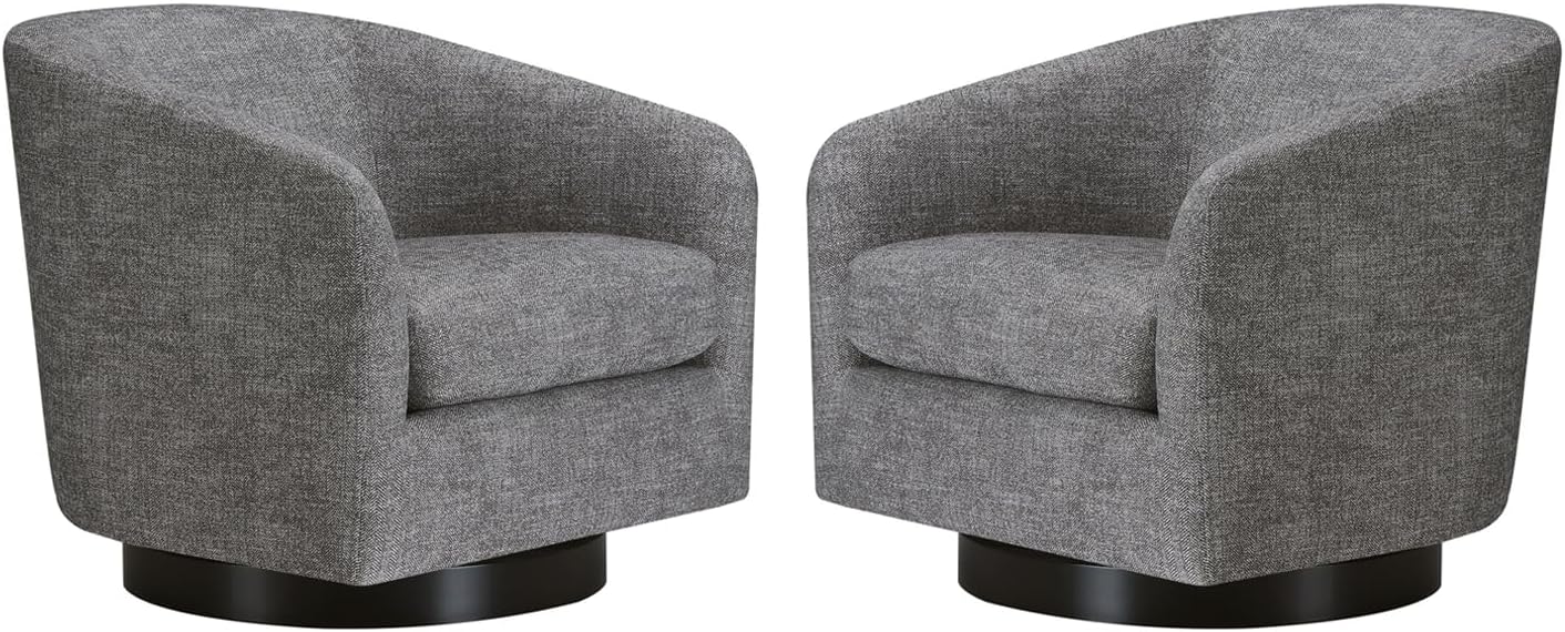 CHITA Swivel Accent Chair, FSC Certified Upholstered Fabric Barrel Chair for Living Room Set of 2, Fully Assembled, Pebble Grey