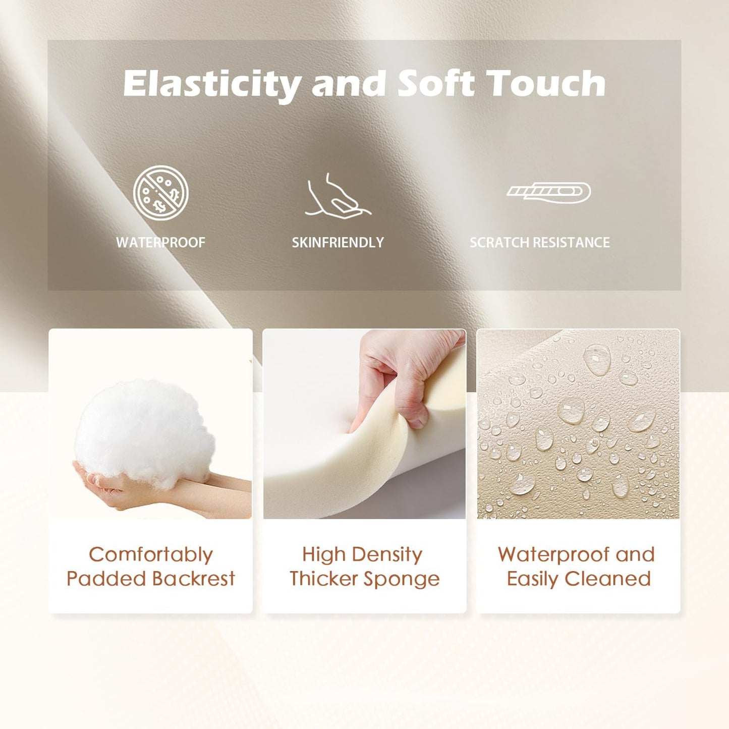 BestMassage | Recliner Chair | No Massage Function | Pu Beige | with Lumbar Support, Adjustable Push Back, Wide Armrests, Footrest & Padded Seat | Easy Assembly | for Living Room, Home Theatre