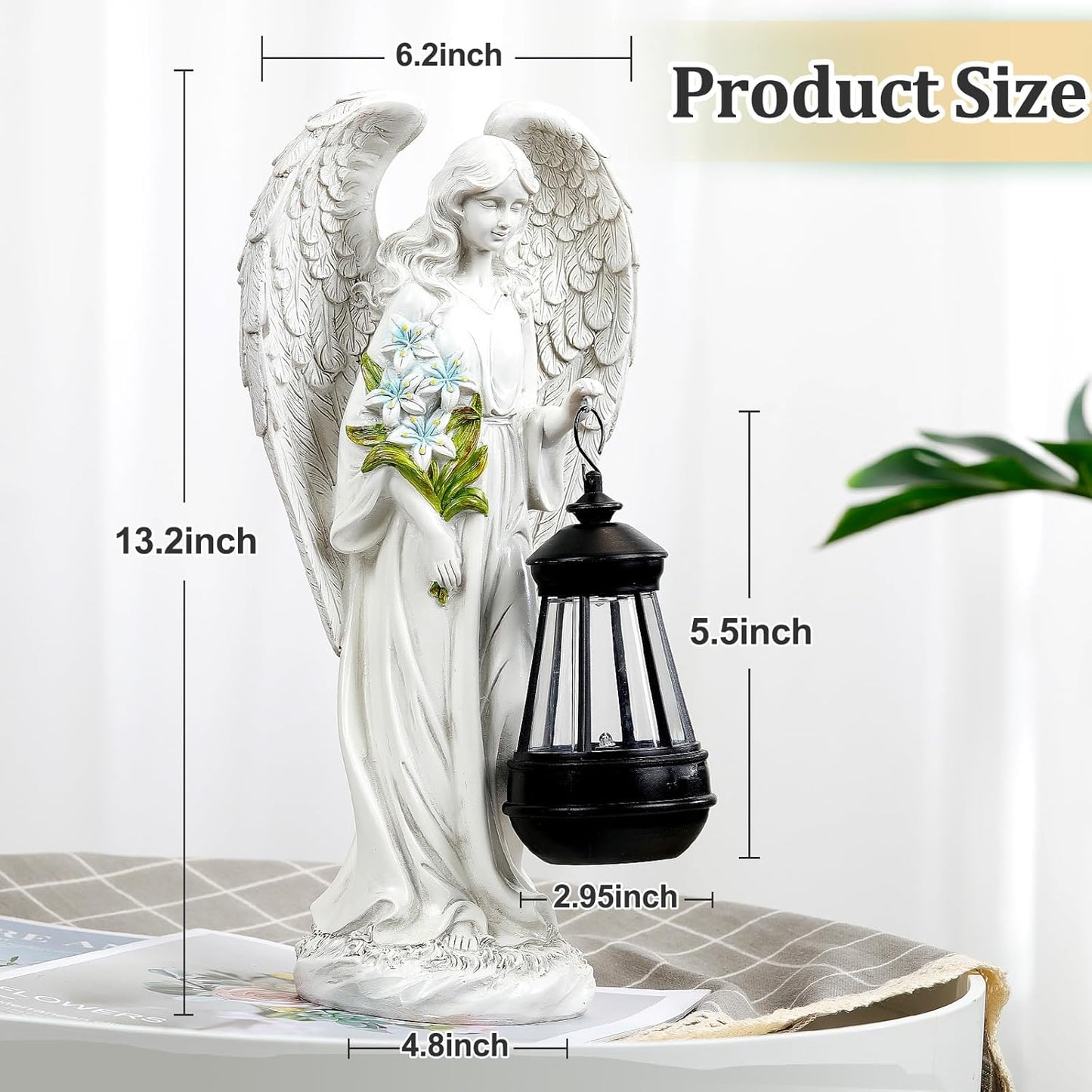 Solar Angel Outdoor Garden Decor Statues – 13.2 inches Solar Outdoor Sculptures for Outside Yard Art Patio Balcony Front Lawn Ornaments Gifts for Mom Grandma Women