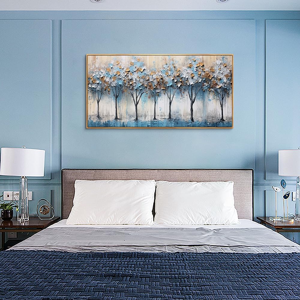 Abstract Trees Canvas Wall Decor For Living Room Wall Decorations For Bedroom Modern Office Wall Decorations Pictures Artwork Bathroom Canvas Art Prints Kitchen Home Decor Wood Framed 24" X 48"