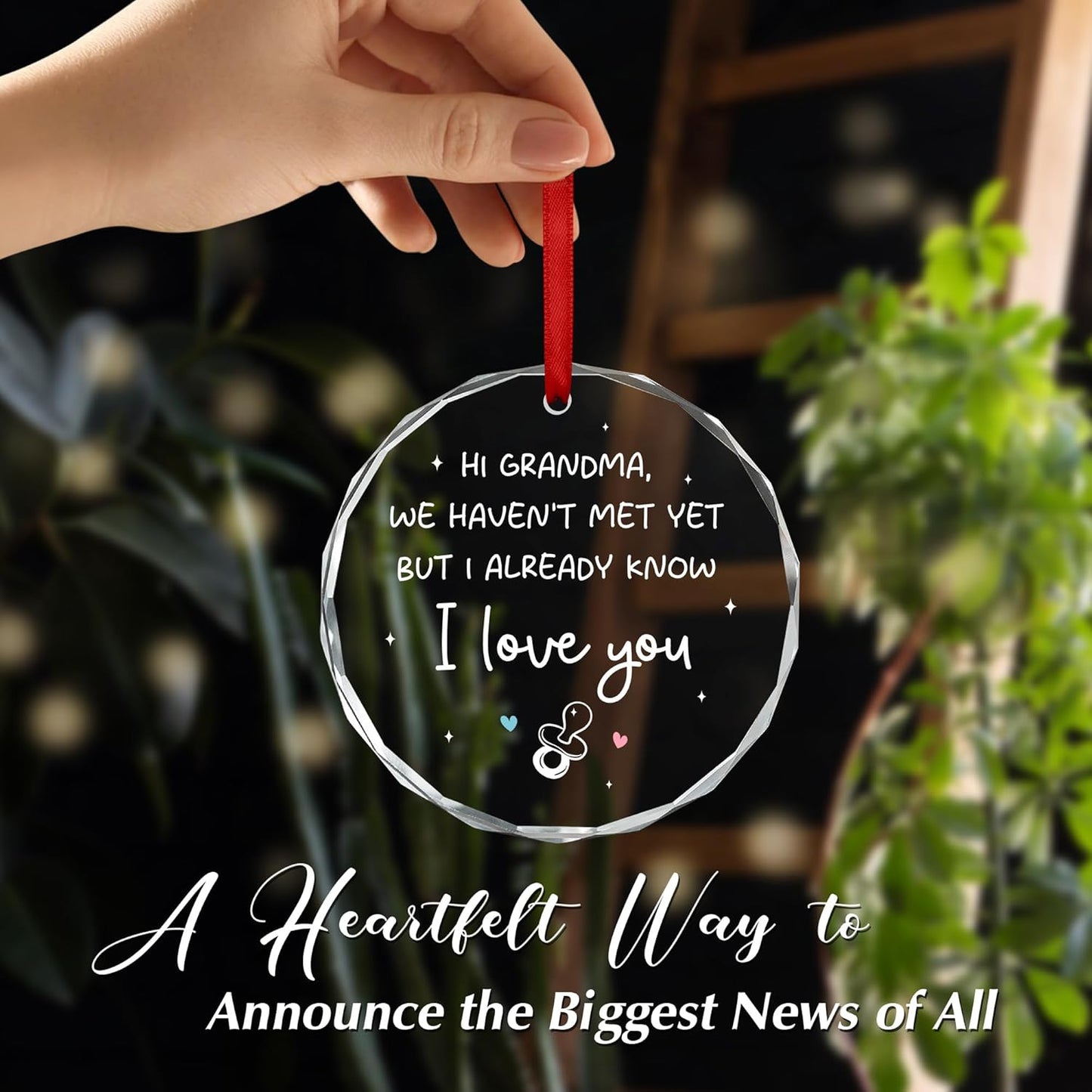OASSIE Promoted to Grandma Pregnancy Announcement - Glass Ornaments for Tree with Card - Grandparents Baby Announcement Gifts for Grandma, Grandmother Gifts for Women, Baby Coming Soon Tree Ornaments