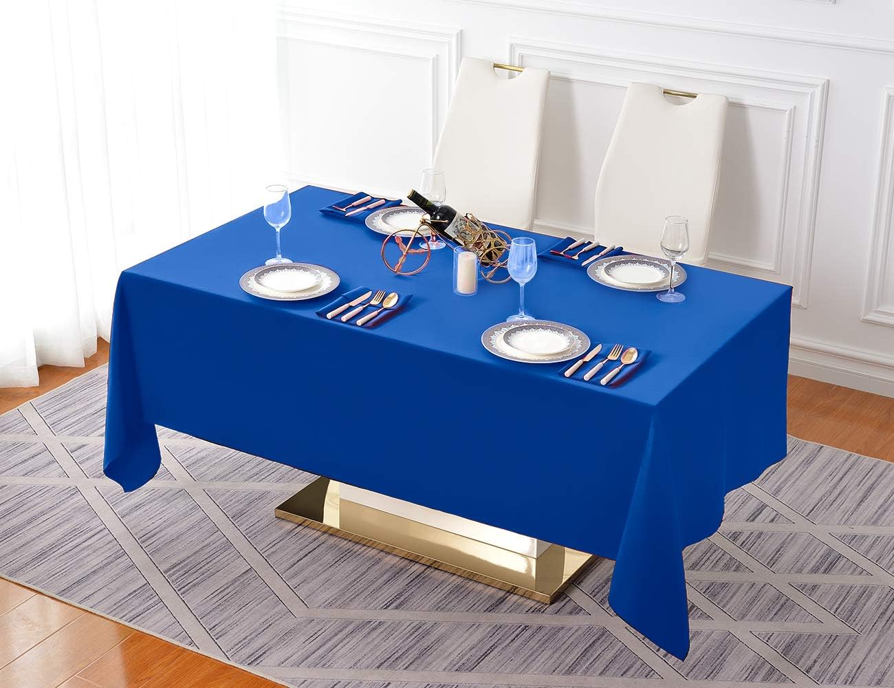 Surmente Blue Tablecloth 60 x 102-inch Rectangular Polyester Table Cloth for Weddings, Banquets, or Restaurants