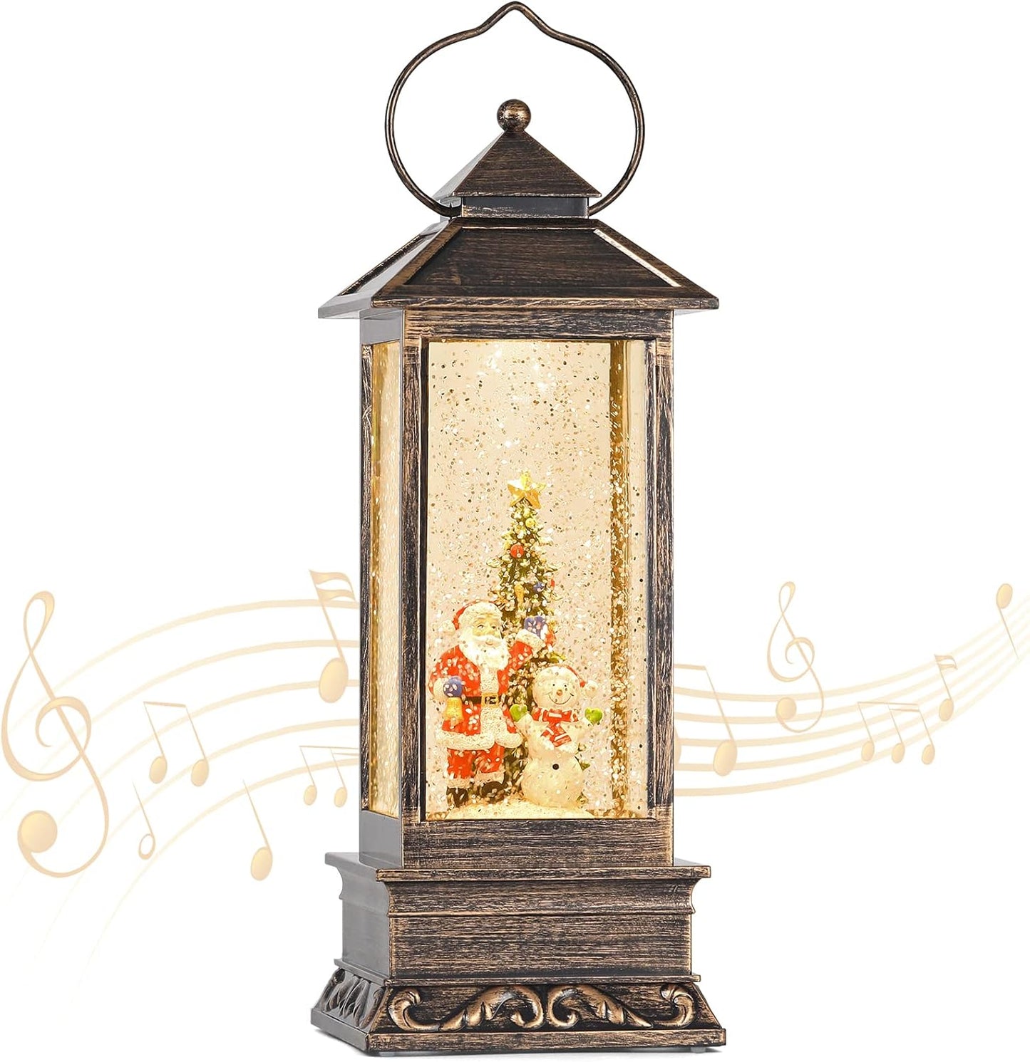 Snow Globe, Christmas Snow Globes with Swirling Glitter, USB Powered or Battery Operated Christmas Lantern for Christmas Thanksgiving Party Home Decorations (Christmas Tree, Santa Claus and Snowman)