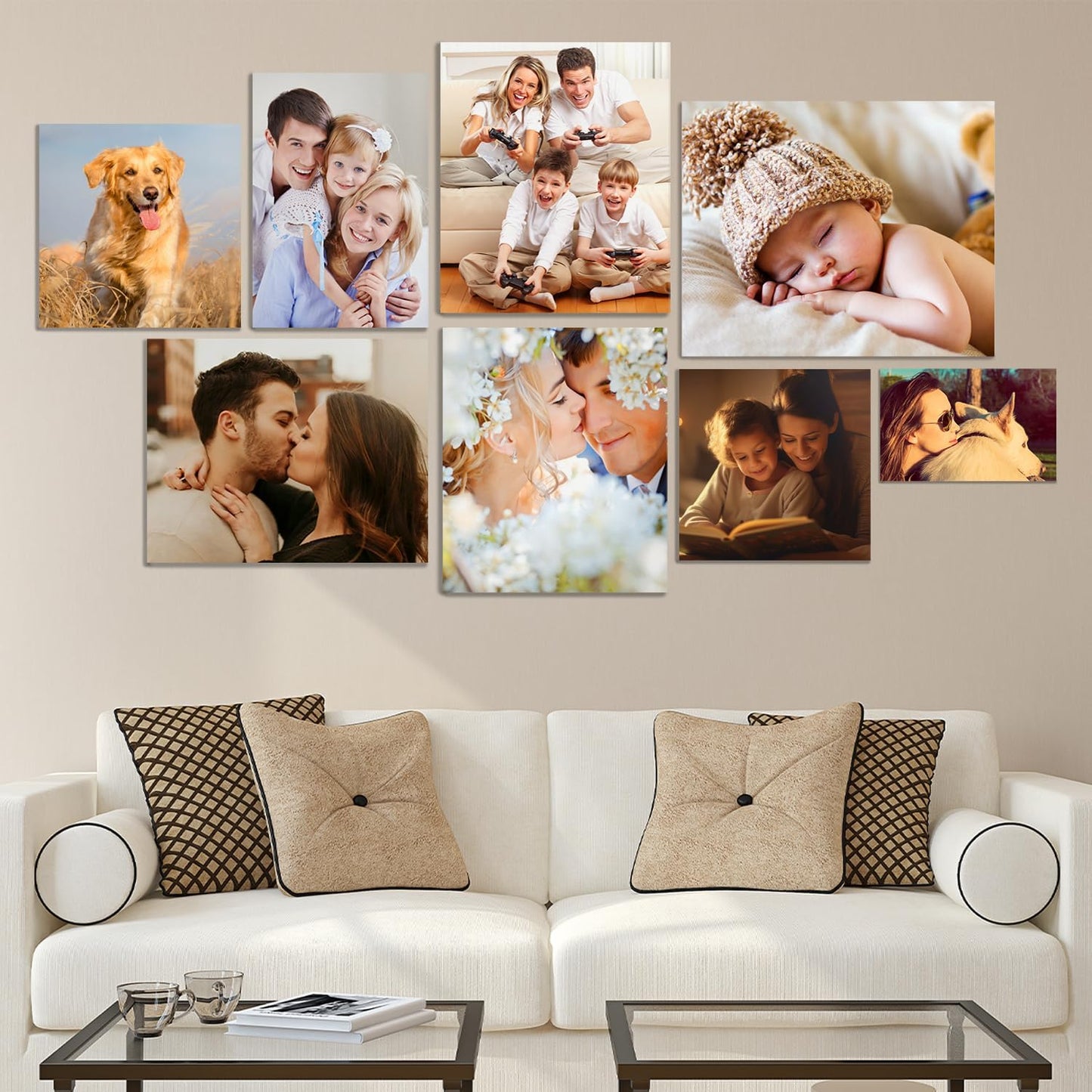 YUNART Ship Next Day - Custom Canvas Prints with Your Photos, Personalized Canvas with Pictures Print for Wall Art Bedroom, Customized Photo Gifts for Couple Men Women Mom Baby Dog Family - 8"x8"