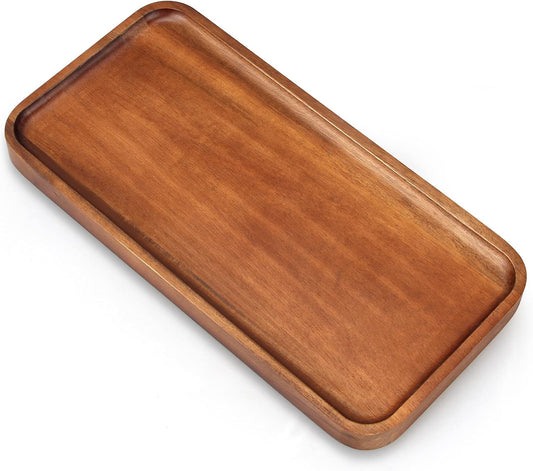 Acacia Wood Platters Small 12"x6" Long Charcuterie Board Rectangle Decorative Tray Wooden Serving Platter for Food Appetizer Cake Plates Kitchen Dish Cheese Boards Rectangular Snack Dessert Trays