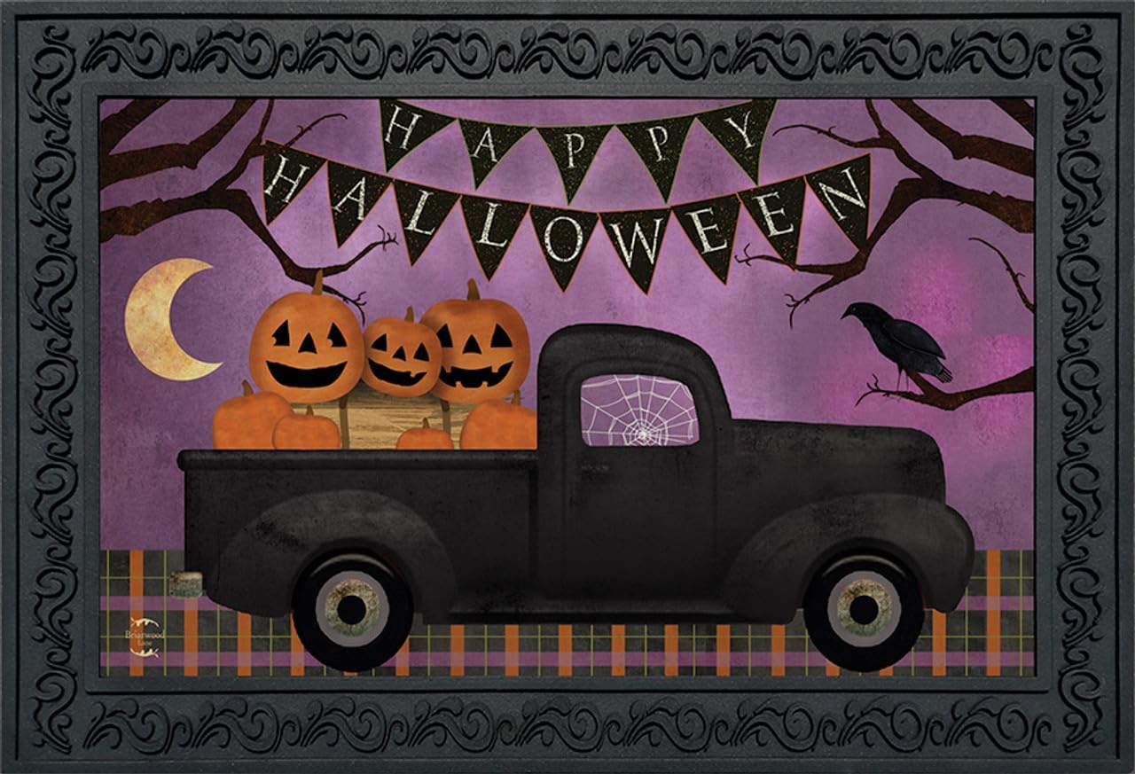 Briarwood Lane Halloween Truck Primitive Doormat